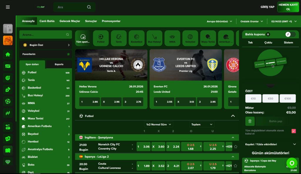 deobet bahis bölümü